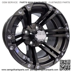 12" Golf Cart Wheel, Gun Metal Gray Rim, 12x7 ET-25