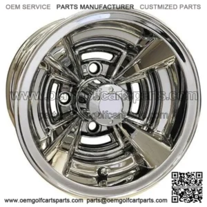10" Golf Cart Wheel, Chrome Rim, 10x7 ET-25