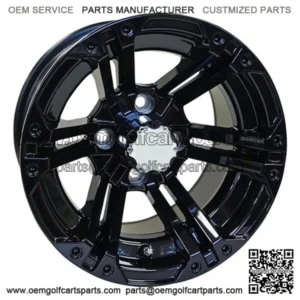 12" Golf Cart Wheel, GloBlack Rim & Chrome Center Cap, 12x7 ET-25