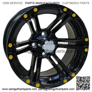 14" Golf Cart Wheel, GloBlack Rim & Chrome Center Cap, 14x7 ET-25
