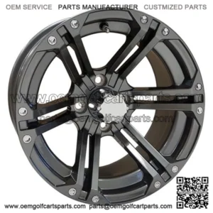 14" Golf Cart Wheel, Gun Metal Gray Rim, 14x7 ET-25