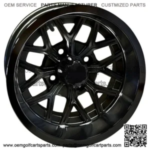 12" Golf Cart Wheel, GloBlack Rim, 12x6 ET-10
