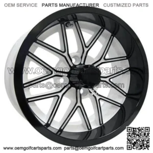 14" Golf Cart Wheel, GloWhite with Black Rim, 14x6 ET-10