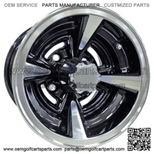 10" Golf Cart Wheel, Machined/GloBlack Rim, 10x7 ET-25