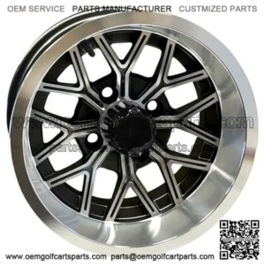 12" Golf Cart Wheel, Machined GloBlack Rim, 12x6 ET-10