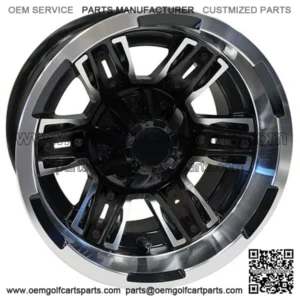 12" Golf Cart Wheel, Machined Matte Black Rim, 12x7 ET-25