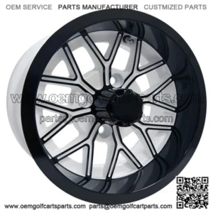 12" Golf Cart Wheel, White/GloBlack Rim, 12x6 ET-10