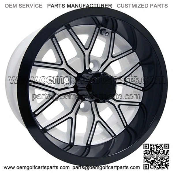 12" Golf Cart Wheel, White/GloBlack Rim, 12x6 ET-10