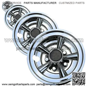 Golf Cart 8" Wheel Covers Hubcaps, Set of 4 - EZGO, Club Car, Yamaha, Chrome SS Design