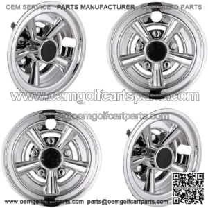 EZGO, Club Car, Yamaha Universal Golf Wheel Hubcap Black Silver