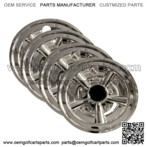 Golf Cart Hub Caps For 8" Wheel Rim Chrome Set of 4 - Fit EZGO, Club Car, Yamaha