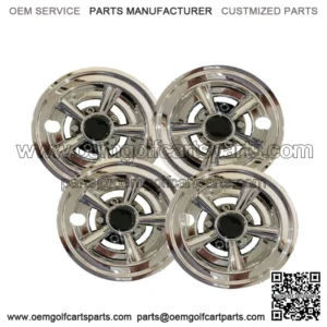 Set of 4 SS Golf Cart Wheel Covers Hub Caps 8" Silver For YAMAHA CLUB CAR EZGO