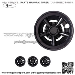 4X Golf Cart Hub Caps Wheel Covers for 8" Wheel EZGO Club Car Yamaha Black