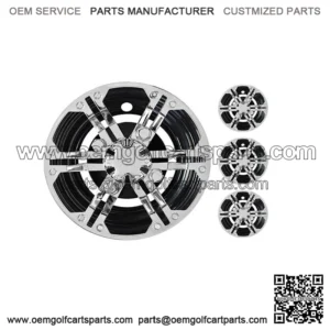 Yamaha Ezgo Club Car Golf Cart Wheel Cover Hub Cap Daytona Chrome/Black 8" Set 4