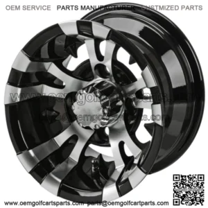 Revenge 10" Warlock Black & Machined Golf Cart Wheel 3:4 Offset