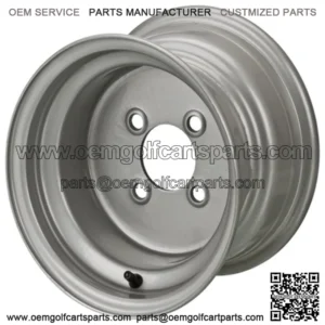 Revenge 10" Silver Steel Golf Cart Wheel 3:4 Offset