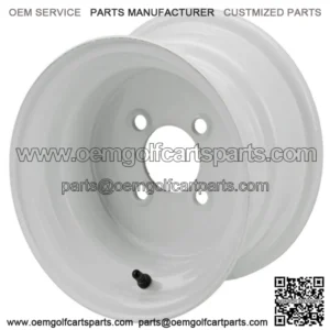 Revenge 10" White Steel Golf Cart Wheel 3:4 Offset