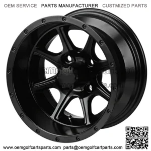 Revenge 12" Azusa Matte Black Golf Cart Wheel 3:4 Offset