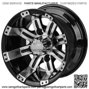Revenge 10" Casino Black & Machined Golf Cart Wheel 3:4 Offset