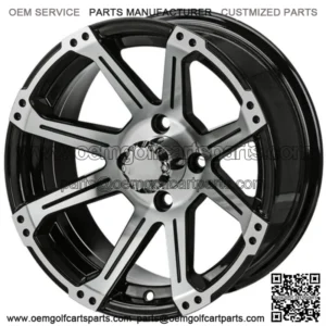 Revenge 12" Rampage Black & Machined Golf Cart Wheel 3:4 Offset