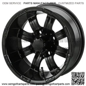 Revenge 12" Casino Matte Black Golf Cart Wheel 3:4 Offset