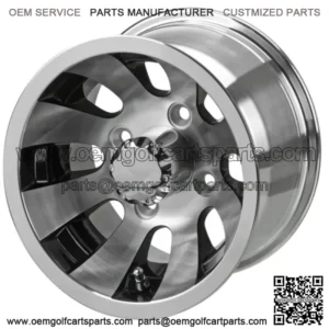 Revenge 10" Gunslinger Black & Machined Golf Cart Wheel 3:4 Offset
