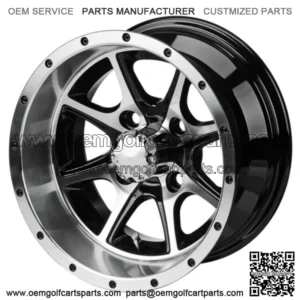 Revenge 12" Azusa Black & Machined Golf Cart Wheel 3:4 Offset