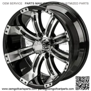Revenge 12" Casino Black & Machined Golf Cart Wheel 3:4 Offset