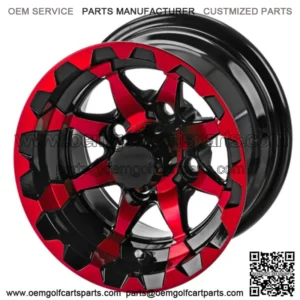 Revenge 10" Viper Black and Red Golf Cart Wheel 3:4 Offset