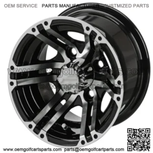 Revenge 10" Yukon Black & Machined Golf Cart Wheel 3:4 Offset