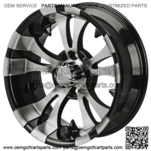 Revenge 12" Warlock Black & Machined Golf Cart Wheel 3:4 Offset