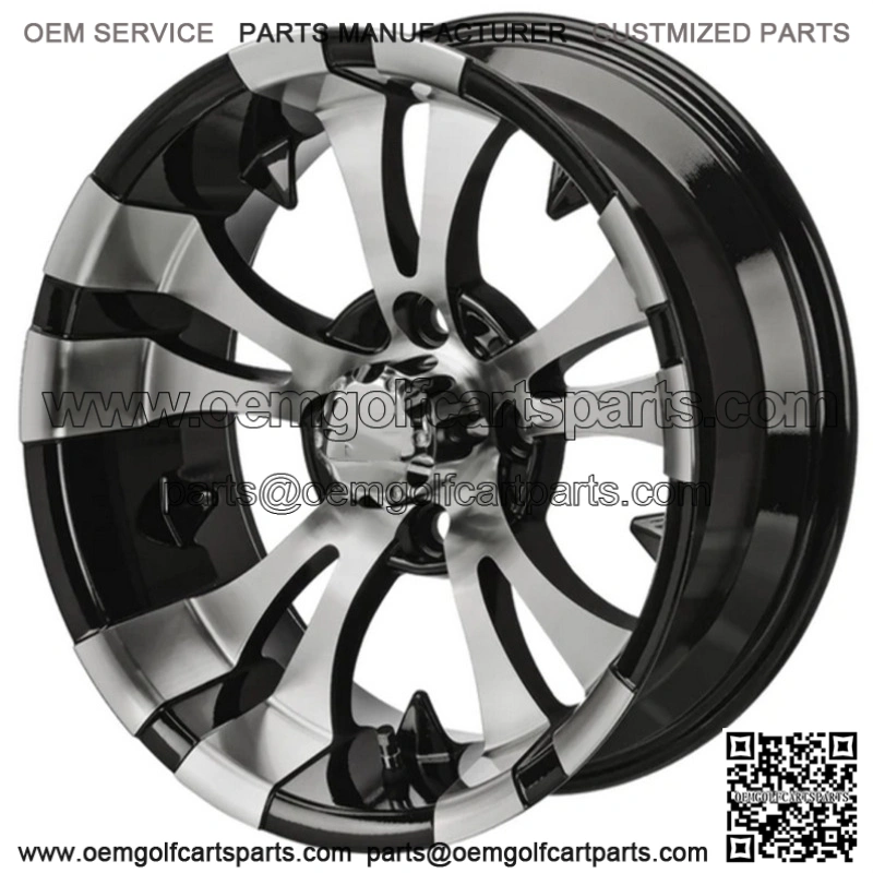 Revenge 12" Warlock Black & Machined Golf Cart Wheel 3:4 Offset