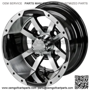 Revenge 10" Maltese Cross Black & Machined Golf Cart Wheel 3:4 Offset