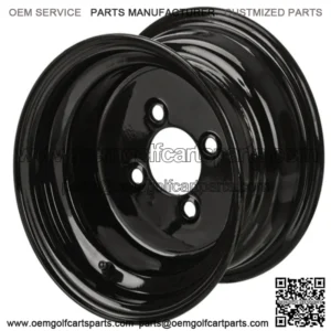 Revenge 10x7 Glossy Black Steel Golf Cart Wheel 3:4 Offset