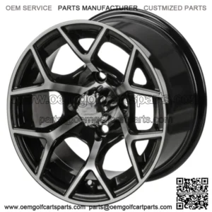 Revenge 12x7 Ninja Black & Machined Golf Cart Wheel 3:4 Offset