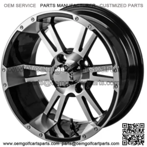 Revenge 12x7 Raptor Black & Machined Golf Cart Wheel 3:4 Offset