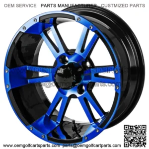 Revenge 12x7 Raptor Black & Blue Golf Cart Wheel 3:4 Offset