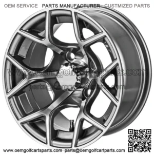 Revenge 12" Ninja Gun Metal Gray & Machined Golf Cart Wheel 3:4 Offset