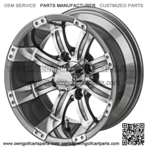 Revenge 10" Casino Gun Metal Gray & Machined Golf Cart Wheel 3:4 Offset