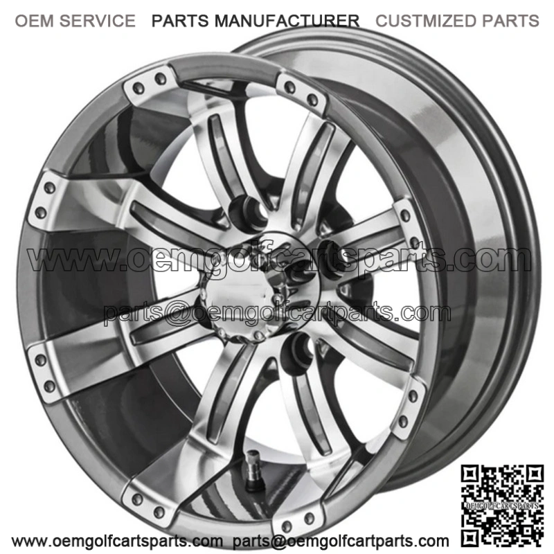 Revenge 10" Casino Gun Metal Gray & Machined Golf Cart Wheel 3:4 Offset