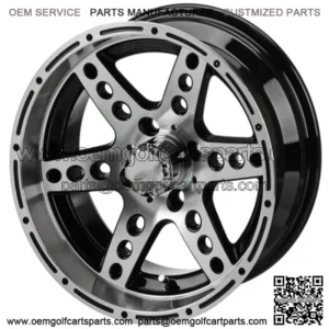 Revenge 14x7 Chaos Black & Machined Golf Cart Wheel 3:4 Offset
