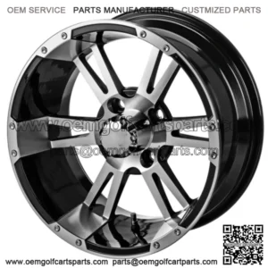 Revenge 14x7 Raptor Black & Machined Golf Cart Wheel 3:4 Offset