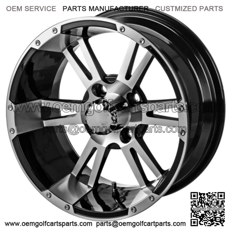 Revenge 14x7 Raptor Black & Machined Golf Cart Wheel 3:4 Offset