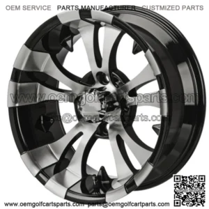 Revenge 14x7 Warlock Black & Machined Golf Cart Wheel 3:4 Offset