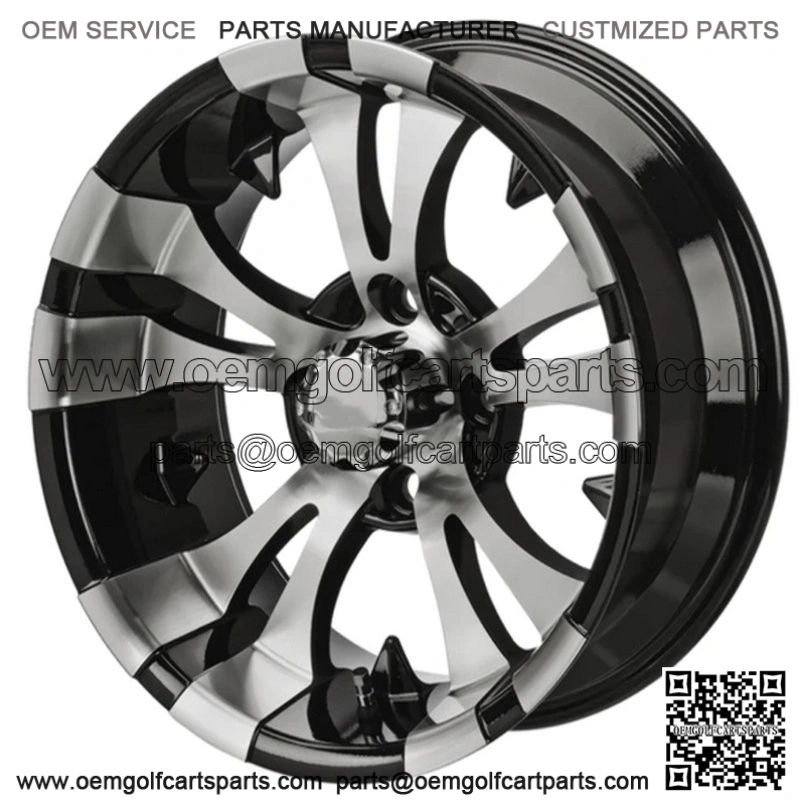Revenge 14x7 Warlock Black & Machined Golf Cart Wheel 3:4 Offset