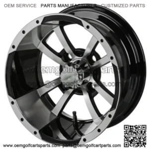 Revenge 15x7 Maltese Black & Machined Golf Cart Wheel 3:4 Offset