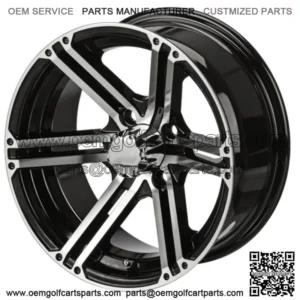 Revenge 14x7 Yukon Black & Machined Golf Cart Wheel 3:4 Offset