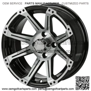 Revenge 14x7 Rampage Black & Machined Golf Cart Wheel 3:4 Offset