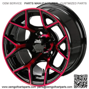 Revenge 12x7 Ninja Cross Black & Red Golf Cart Wheel 3:4 Offset
