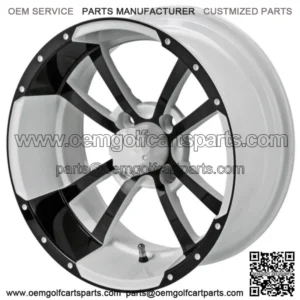 Revenge 14x7 Maltese Cross Black & White Golf Cart Wheel 3:4 Offset